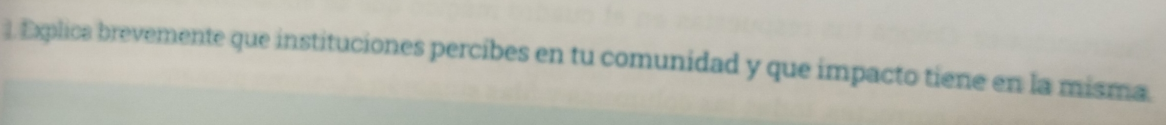 Explica brevemente que instituciones percibes en tu comunidad y que impacto tiene en la misma.