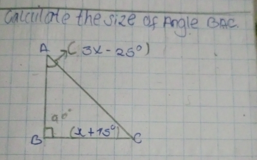 calcuilate the size of Angle BAe