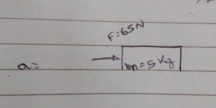 F=65N
a=
m=5kg