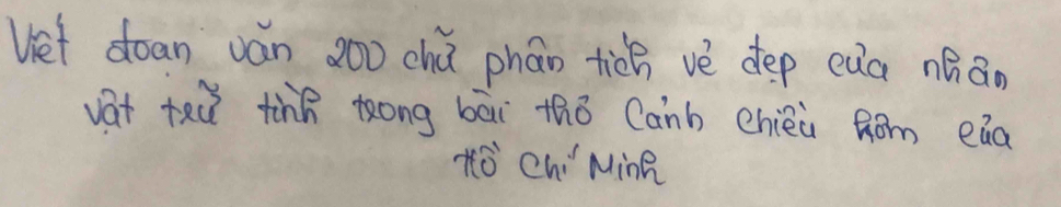 Uet doan ván 200 chú phán tich vè dep eua niān 
vat teǔ tinn kong bāi thǒ Canb chièù Rom eāa 
tò Chí MinR