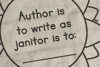 Author is 
to write as A 
_ 
janitor is to: