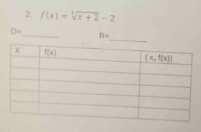 f(x)=sqrt[3](x+2)-2
_
D=
R=