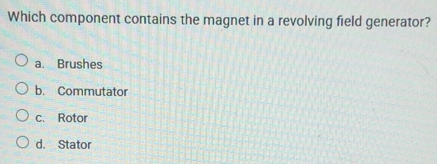 Solved: Which component contains the magnet in a revolving field ...