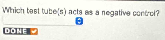 Which test tube(s) acts as a negative control? 
a 
DONE