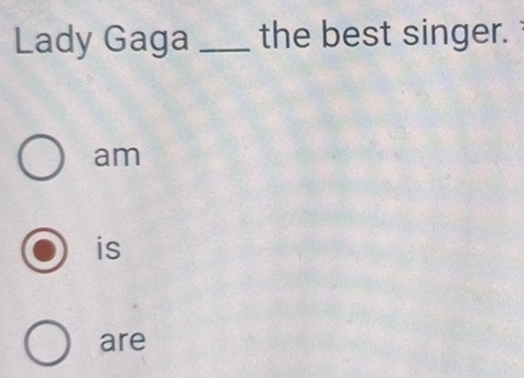 Lady Gaga _the best singer.
am
is
are