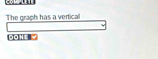 COMPLETE 
The graph has a vertical 
DONE