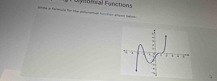 Tulynomial Functions 
Write a formula for the polynomial function shown below: