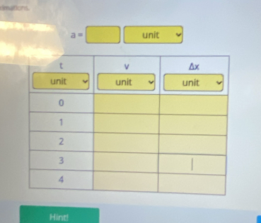 dmations.
a=□ unit
Hint!