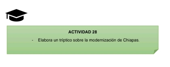 ACTIVIDAD 28 
Elabora un tríptico sobre la modernización de Chiapas.