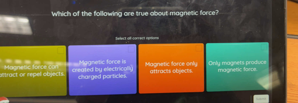 Solved: Which of the following are true about magnetic force? Select ...