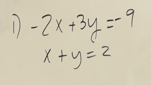 1 -2x+3y=-9
x+y=2