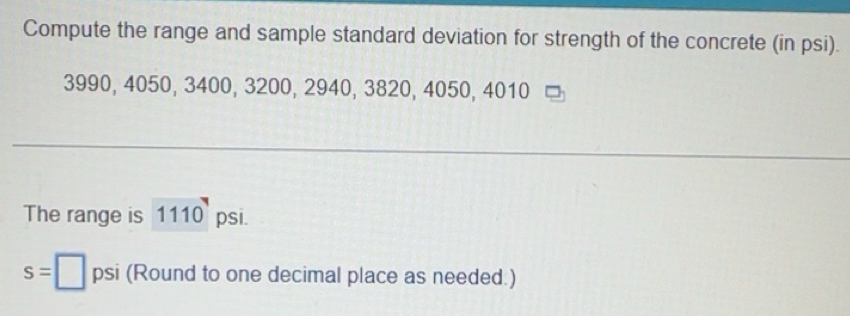 Solved: Compute the range and sample standard deviation for strength of ...