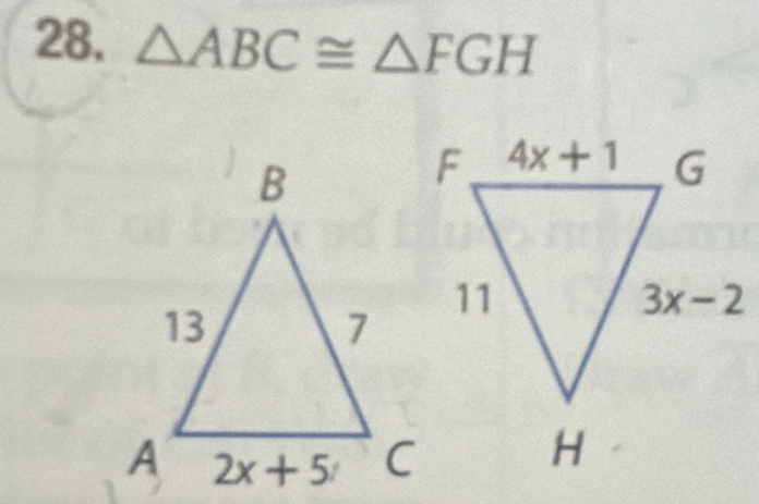 28, △ ABC≌ △ FGH