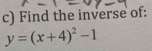 Find the inverse of:
y=(x+4)^2-1