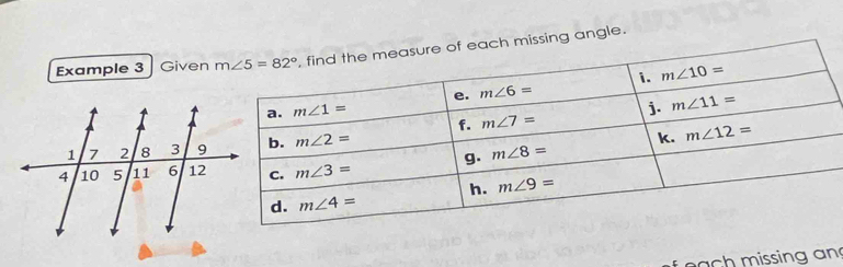 Example 3 | Given g angle.
a  h  m issing  n