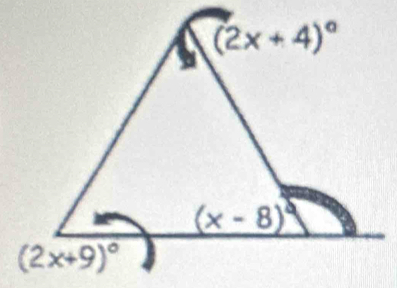 a (2x+4)^circ 
(x-8)^circ 
(2x+9)^circ 