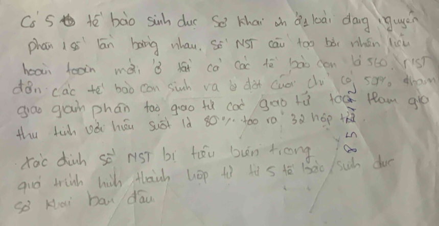 Cc S fó bào sinh dus Sè khai on ǒi loai dáng `gugén 
phan iss lān bāng whau, Sè NSī cāu too bòi whén liou 
hoan toon mài ǒ lái cà cac tē bào cèn b s60 1sT 
dǒn cac te bàò can sinh va b dà cuo cv co so. dhom 
gao gan phán tao goo fù caè gao tú tóc fam gl0 
thu tinh uói hōu suēt lò 800·t00 ro 3à hóp +hà. 
tao dinh sè rsī bì fǒu bun ticong. 
quó trinh hih tanh hop tù hà s +è 13ào/ suh dur 
so Kai ban dau