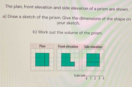 Solved: The plan, front elevation and side elevation of a prism are ...