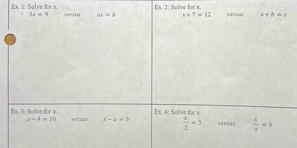 Ex. 1: Solve for x. Ex. 2: Solve for x.