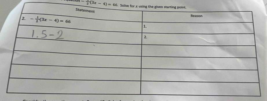 quatón - 1/2 (3x-4)=66