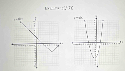 Evaluate: g(f(7))
r