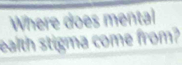 Where does mental 
ealth stigma come from?