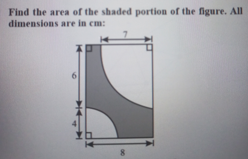 Solved: Find the area of the shaded portion of the figure. All ...