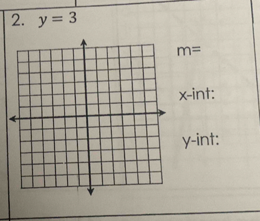 y=3
m=
x -int:
y -int: