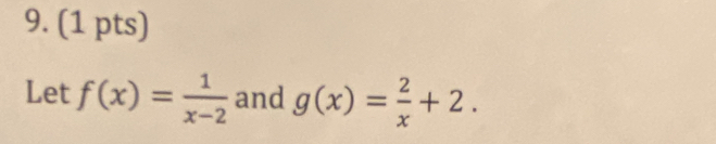 Let f(x)= 1/x-2  and g(x)= 2/x +2.