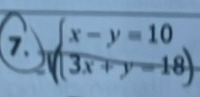 beginarrayl x-y=10 3x+y-x-8endarray