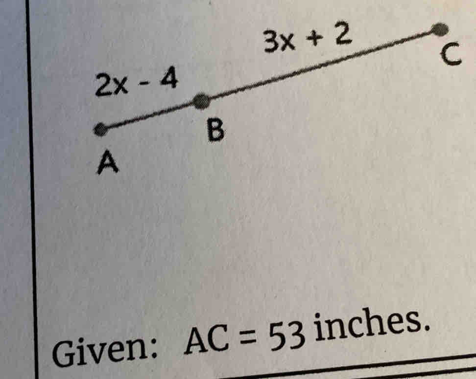 Given: AC=53 inches.