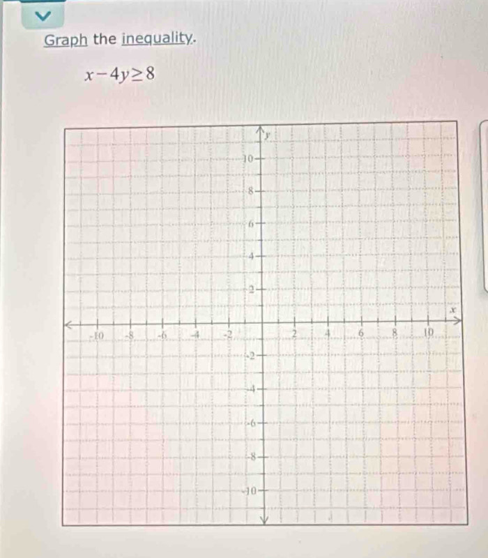 Graph the inequality.
x-4y≥ 8