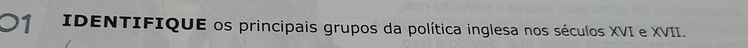 IDENTIFIQUE os principais grupos da política inglesa nos séculos XVI e XVII.