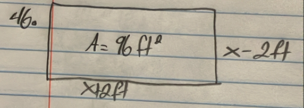 A=96ft^2
x-2ft