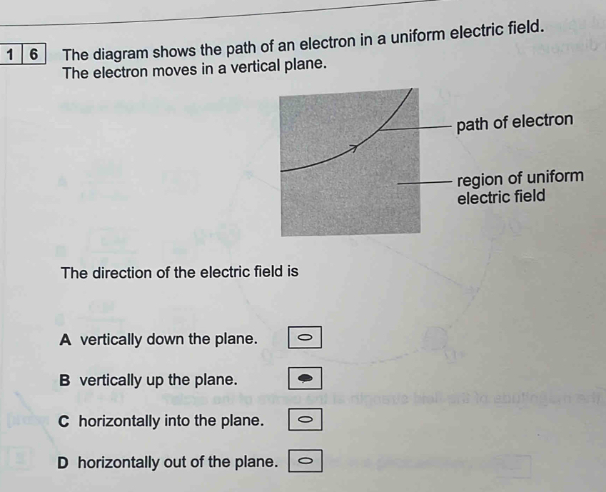 Solved: The diagram shows the path of an electron in a uniform electric ...
