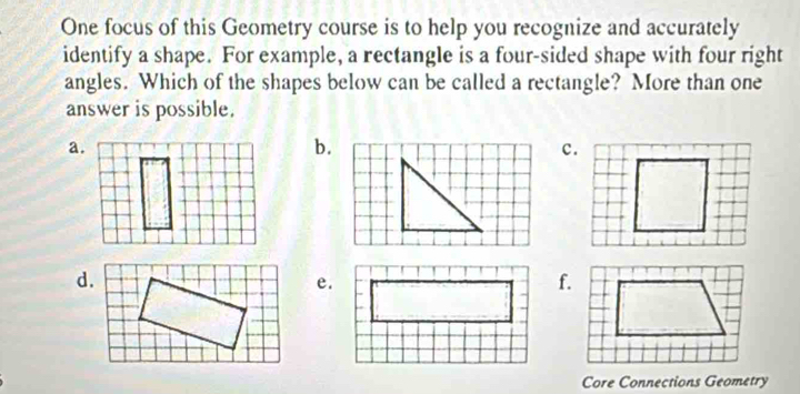 Solved: One focus of this Geometry course is to help you recognize and ...