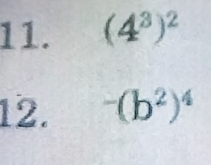 (4^3)^2
12. -(b^2)^4