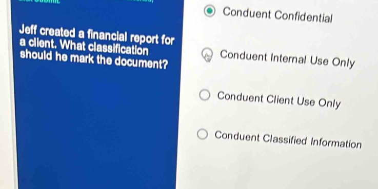 Solved: ome Conduent Confidential Jeff created a financial report for a ...