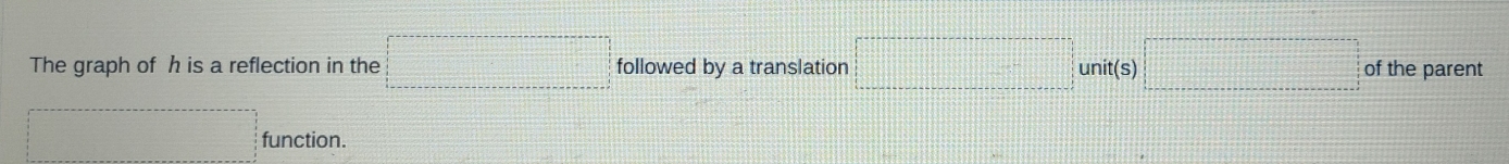 The graph of h is a reflection in the □ followed by a translation □ unit(s)□ of the parent 
□ function.
