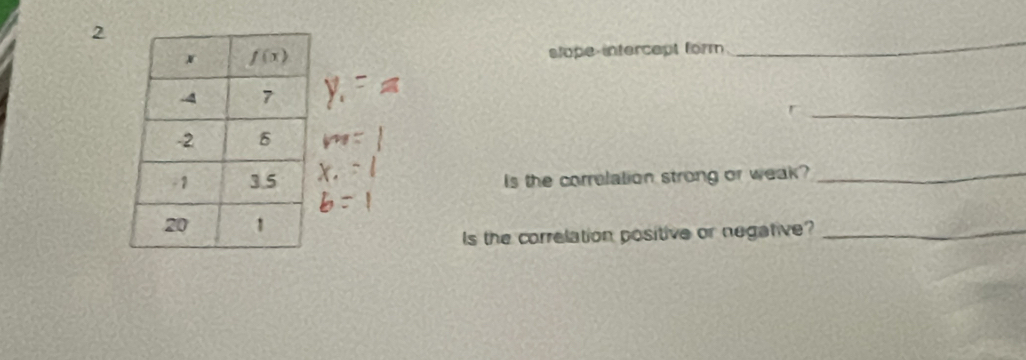 slope-intercept form
_
_
Is the correlation strong or weak?_
Is the correlation positive or negative?_