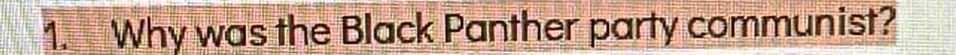 Why was the Black Panther party communist?