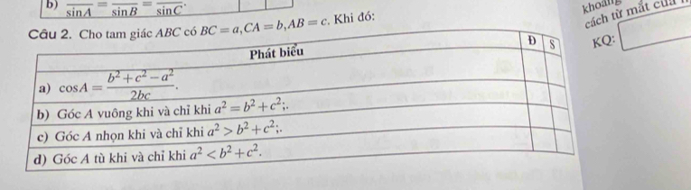 _ overline sin A=frac sin B=frac sin C.
khoang
. Khi đó:
cách từ mắt cu
□