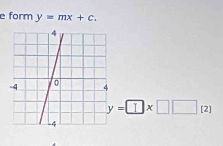 form y=mx+c.
y=□ x□ □ [2]