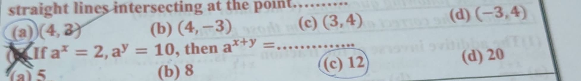 تم الحل:straight lines intersecting at the point._ (a) (4,3) (c) (b) (4 ...