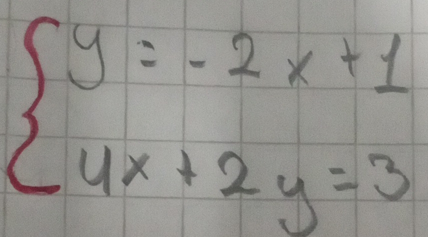 beginarrayl y=-2x+1 4x+2y=3endarray.