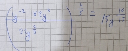 frac (y^(-2))^0y)^3y^3=frac y^(frac 5)frac frac 3y^(frac 1)5