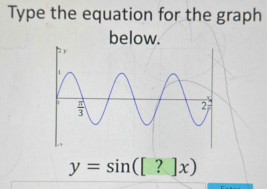 Type the equation for the graph
y=sin ([?]x)