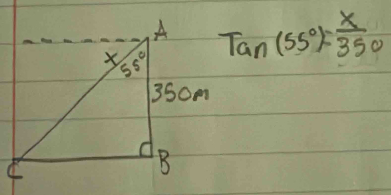 Tan(55°)= x/35° 