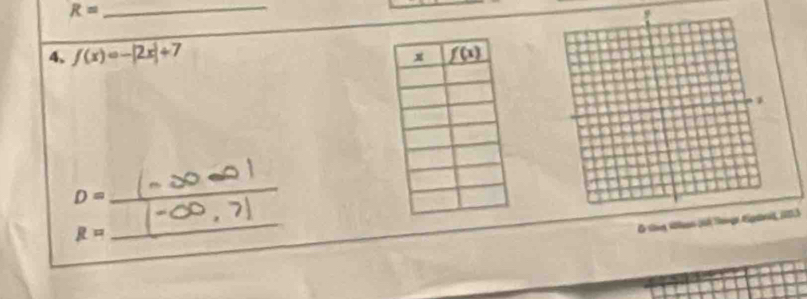 R= _
4、 f(x)=-|2x|+7
D=
_
R=
_