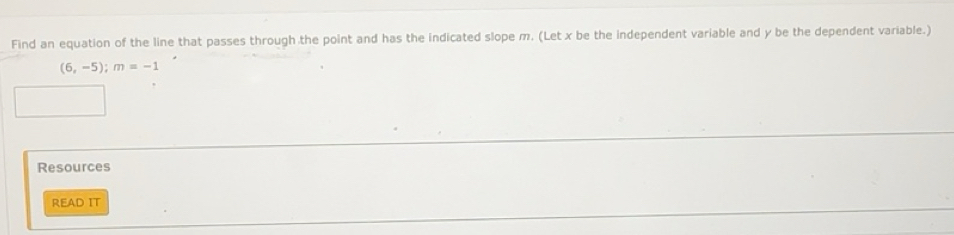 Solved: Find an equation of the line that passes through the point and ...